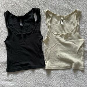 SKIMS Ribbed Tanks Black and Cream